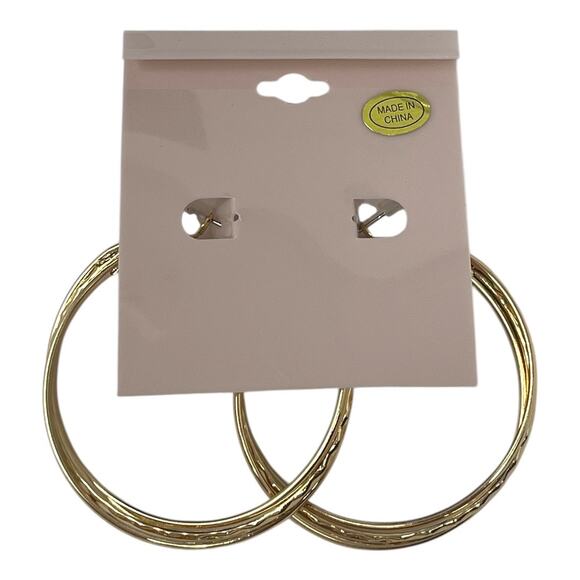Daisy Fuentes Gold Tone Hoop and Crystal Chain Link Earrings Set (2 Pairs NWT) - Picture 5 of 6